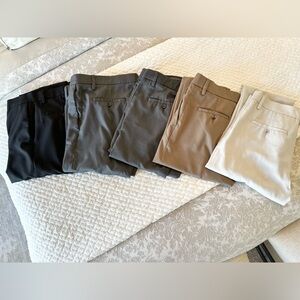 5 Pair Men’s Pants Haggar Slim Dress Pants - Black, Gray, Tan, Cream 32x34